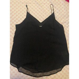 Express black polka dot tank medium